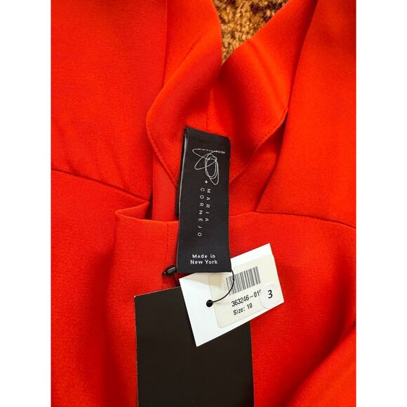 0 + Maria Cornjeo Red Silk Wedge Dress SZ 10 NWT - Picture 6 of 6